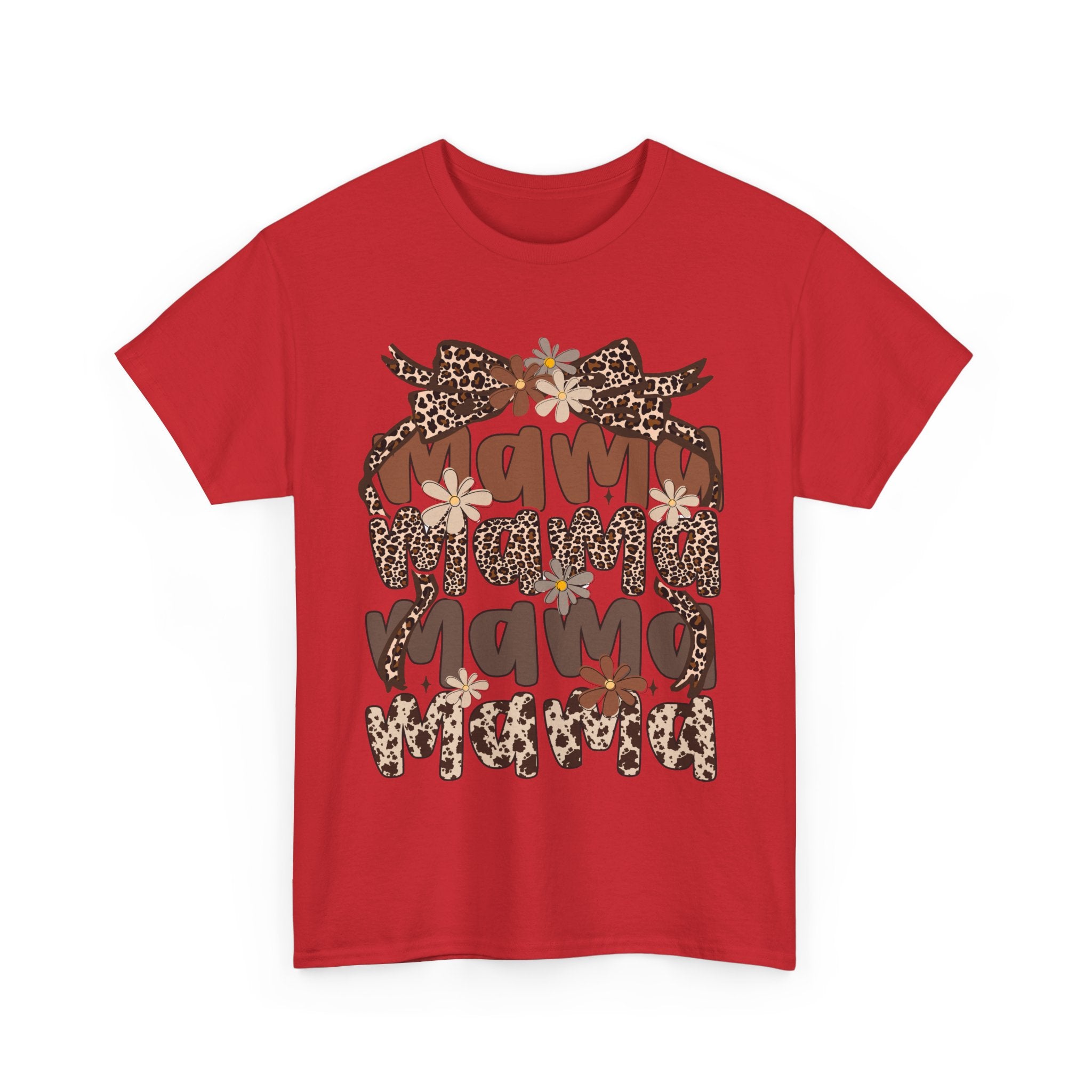 Leopard Print Mama Tee - Casual, Gift for Moms, Birthday Outfit, Family Gatherings, Everyday Wear