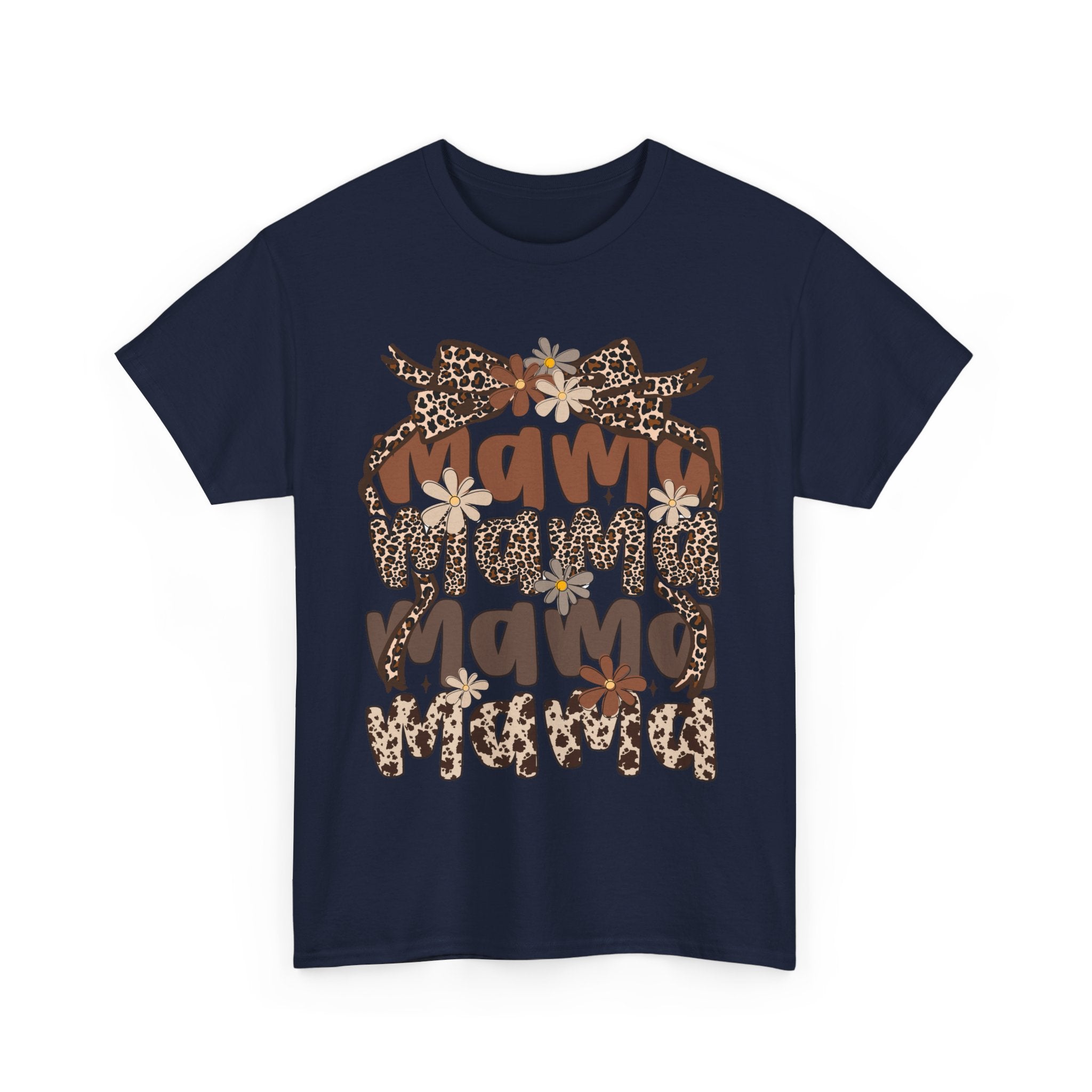 Leopard Print Mama Tee - Casual, Gift for Moms, Birthday Outfit, Family Gatherings, Everyday Wear