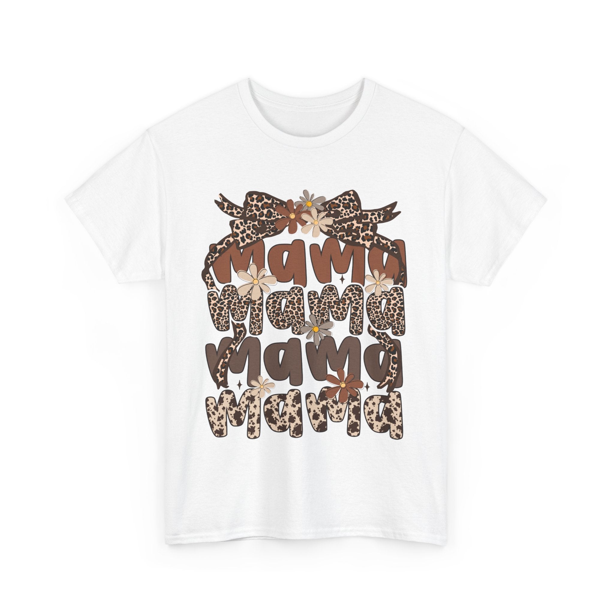 Leopard Print Mama Tee - Casual, Gift for Moms, Birthday Outfit, Family Gatherings, Everyday Wear
